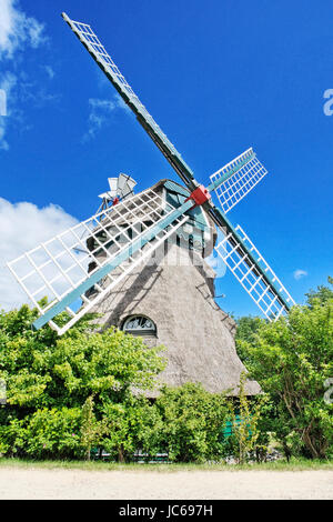 Geltinger bay, windmill Charlotte nel Geltinger bay, Geltinger Bucht, Windmuehle Charlotte an der Geltinger Bucht Foto Stock