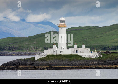 Eilean Musdile faro sul modo per il Isle of Mull nelle Ebridi Interne Foto Stock