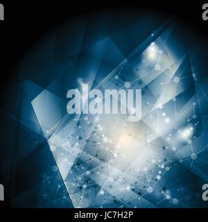 Abstract blue DNA struttura molecolare dello sfondo. La biologia del vettore illustrazione atomo modello. Forme poligonali design Illustrazione Vettoriale