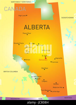 Vettore di Alberta provincia mappa a colori Foto Stock