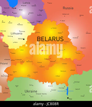 Colore del vettore Mappa di Bielorussia paese Foto Stock