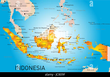 Indonesia paese vettore mappa a colori Foto Stock