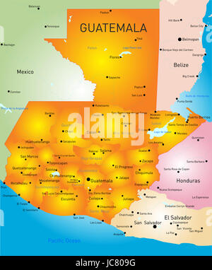 Guatemala paese vettore mappa a colori Foto Stock