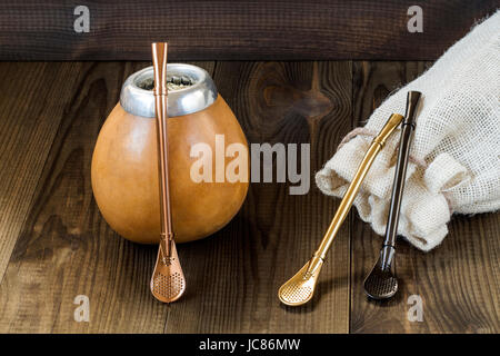 Yerba mate con accessori Foto Stock