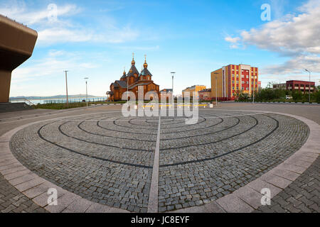 Cattedrale ortodossa della Santissima Trinità, città siberiana Anadyr, Chukotka Provincia, Estremo Oriente Russo Foto Stock