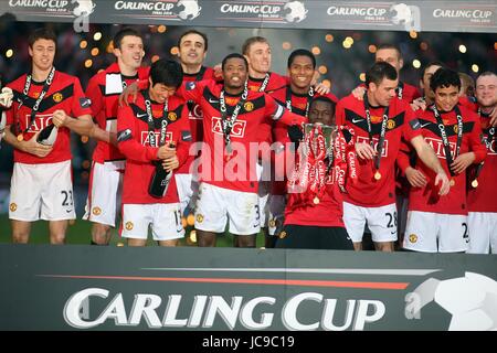 Il MANCHESTER UNITED CARLING CUP ASTON VILLA V MANCHESTER UTD Wembley Stadium Londra Inghilterra 28 Febbraio 2010 Foto Stock