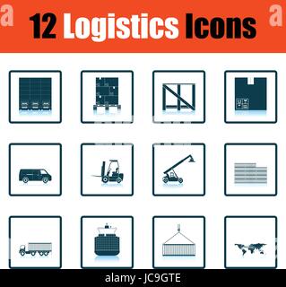 Logistica icon set. Ombra di design di riflessione. Illustrazione Vettoriale. Illustrazione Vettoriale