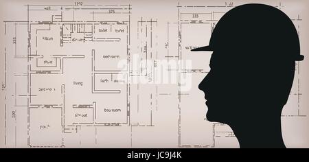 Uomini uomo persona maschi giovani caucasici builder di silhouette profilo cerca casa struttura orizzontale del vettore bellissimo design moderno segno cartello vicino Illustrazione Vettoriale