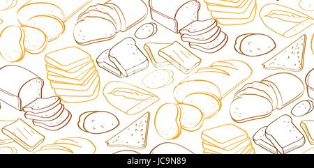 Bella seamles pane e prodotti da forno in pattern di colore su sfondo bianco Illustrazione Vettoriale