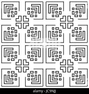 Nero stilizzato ripetuti rombi su fondo bianco. Carta da parati poligonale. Superficie perfetta design pattern simmetrici ornamento. Motivo geometrico. D Illustrazione Vettoriale