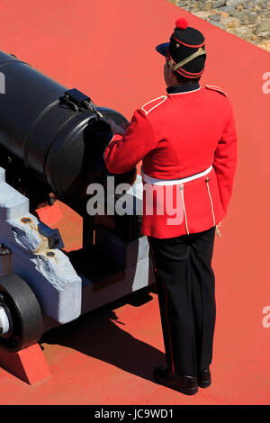 Castle Cornet Gun Salute, St. Peter Port Guernsey, Isole del Canale, Europa Foto Stock