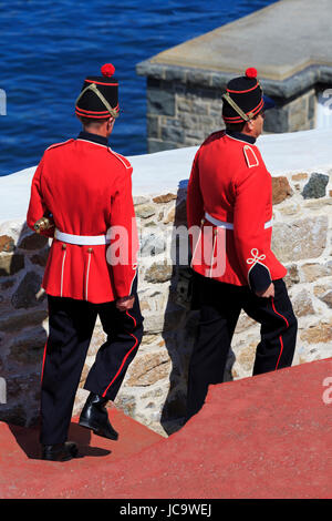 Castle Cornet Gun Salute, St. Peter Port Guernsey, Isole del Canale, Europa Foto Stock