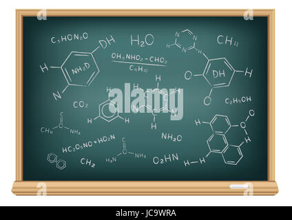 La scuola lavagna e gesso tracciata formula chimica Foto Stock