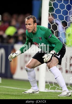 MARK SCHWARZER Fulham FC Fulham FC HSH Nordbank Arena Amburgo Germania 12 Maggio 2010 Foto Stock