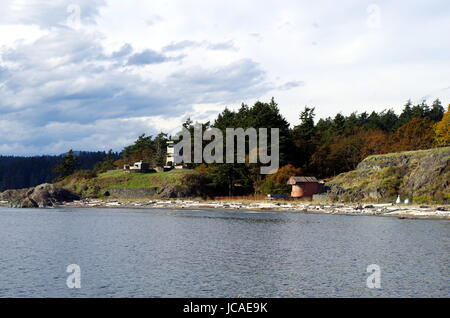 Fort Rodd Hill II guerra mondiale fortificazioni di difesa a Fisgard Lighthouse, Victoria, BC, Canada Foto Stock