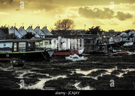 Case barche sul fiume ADUR - SHOREHAM DAL MARE : Sussex England © Frédéric BEAUMONT Foto Stock