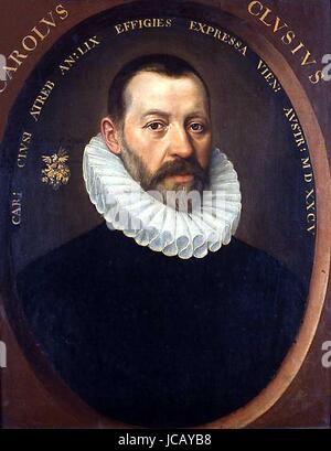 CHARLES de l'ECUSE (1526-1609), botanico fiammingo e medico, dipinta nel 1585 Foto Stock