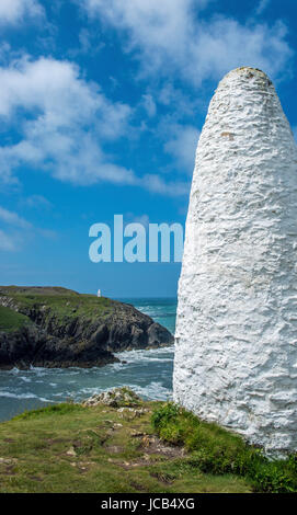 I marcatori di Porto Porto Porthgain Pembrokeshire West Wales Foto Stock