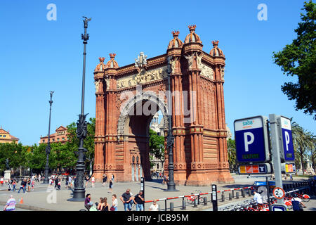 Arc de Triomf, Passeig de Lluís Companys, Barcellona, Spagna Foto Stock