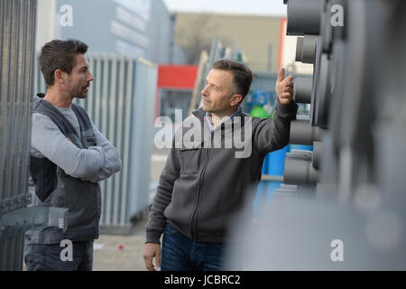 Costruttori di parlare all'aperto Foto Stock