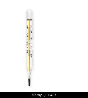 Medical termometro a mercurio su sfondo bianco Foto Stock