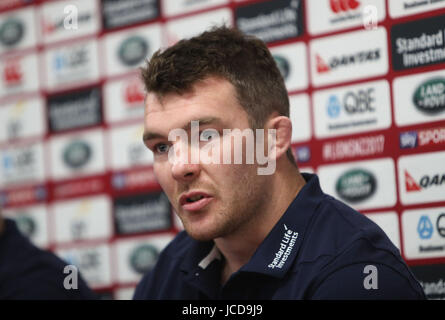 Inglesi e irlandesi Peter Lions O'Mahony durante la conferenza stampa a Rotorua International Stadium. Foto Stock