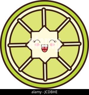 Kawaii fetta di limone icona Illustrazione Vettoriale