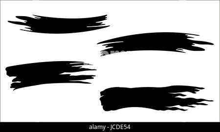 In vernice nera pennellate isolati su sfondo bianco Illustrazione Vettoriale
