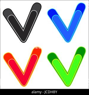 Multicolore di segno di spunta isolato su sfondo bianco Illustrazione Vettoriale