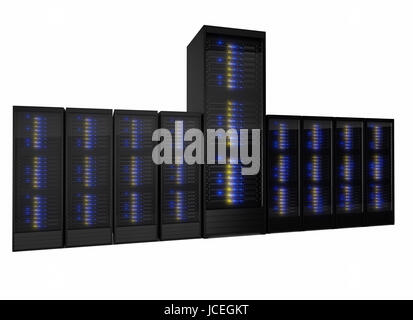 Unica soluzione server fuori di molti. Isolato su sfondo bianco Foto Stock