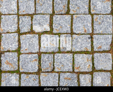 La texture della strada acciottolata close-up. Foto Stock