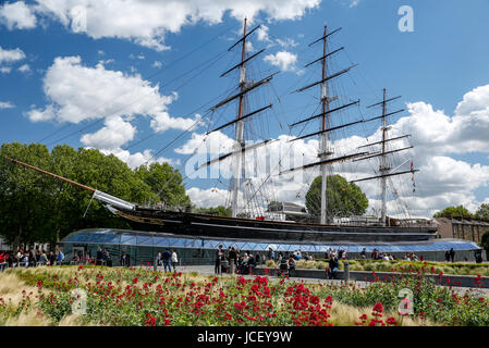 Cutty Sark Clipper Ship, Greenwich (vicino a Londra), England, Regno Unito Foto Stock