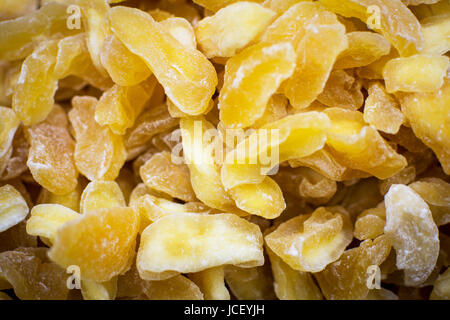 Pila di essiccato e confettura di mele selvatiche Manzana Close Up sfondo. Mangiare sano. Foto Stock
