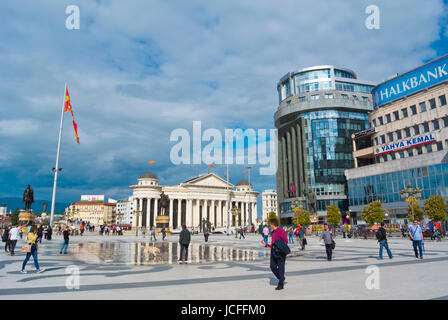 Plostad Makedonija, Macedonia square, Skopje, Macedonia Foto Stock