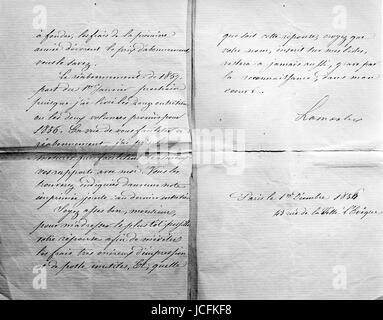 Lettera scritta da Alphonse de Lamartine (1790-1869) poeta francese et statista. Egli è stato brevemente in carica del governo e Ministro degli Affari esteri durante la turbolenza del 1848. Foto Stock