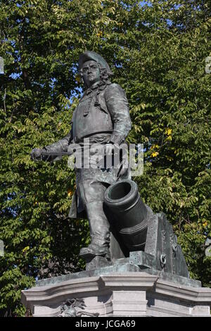 Statua di Ammiraglio di Peter Tordenskjold a Oslo, Norvegia Foto Stock