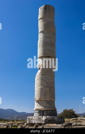 La colonna dal grande santuario alla dea Hera, Patrimonio Mondiale dell UNESCO Foto Stock