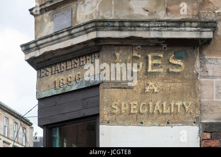 Storico negozio digital signage - Kelvingrove Cafe, Finnieston, Glasgow, Scotland, Regno Unito Foto Stock