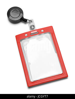 Red ID Card cordino isolati su sfondo bianco. Foto Stock