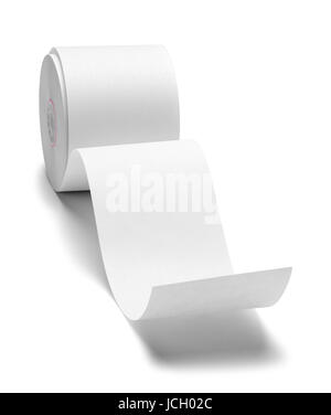 Stampante a carta rotolo di nastro vista frontale isolato su sfondo bianco. Foto Stock