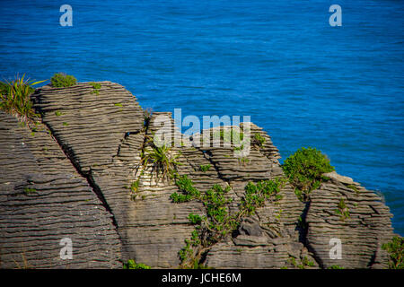 Bellissima vista del pancake rocks in Punakaiki, South Island, in Nuova Zelanda. Foto Stock