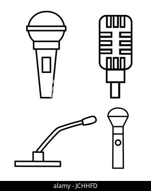 Icone musica impostato su sfondo bianco. Vettore Illustrazione Vettoriale