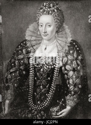 Elisabetta I, aka la Vergine Regina, Vincenzo o buona Regina Bess, 1533 - 1603. Regina di Inghilterra e Irlanda. Da Hutchinson nella storia delle nazioni, pubblicato 1915. Foto Stock