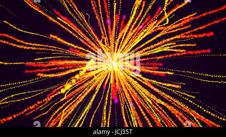 Esplosione di particelle. Festosi fuochi d'artificio. 3D render Foto Stock