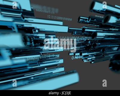 Incandescente in fibra ottica Closeup canali . Fibre Channel. sfondo 3D render Foto Stock