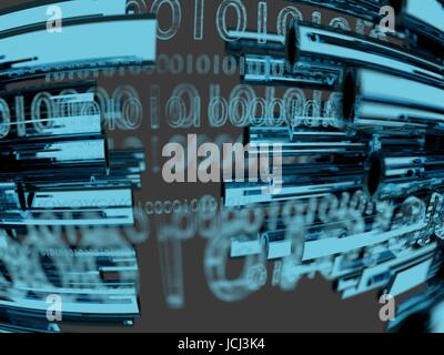 Il trasferimento dei dati dalla fibra ottica la tecnologia dell'informazione. 3D render Foto Stock