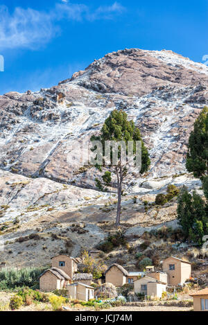 Villaggio rustico di Challapampa su Isla del Sol sul lato boliviana del Lago Titicaca Foto Stock