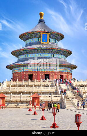 Tempio del Paradiso (Tian Tan), la sala di preghiera per i buoni raccolti, UNESCO, Pechino, Cina Foto Stock