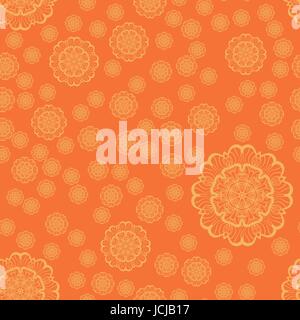 Seamless giallo stampa fiocchi di neve su Orange Illustrazione Vettoriale