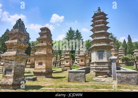 Pagoda Forest Cemetery, Tempio Shaolin, nella provincia di Henan, Cina Foto Stock
